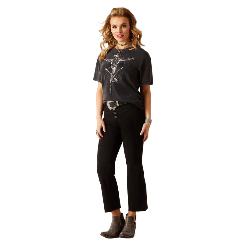 Ariat Women's Rock 'n' Rodeo Short Sleeve Shirt - Charcoal Wash - Image 3
