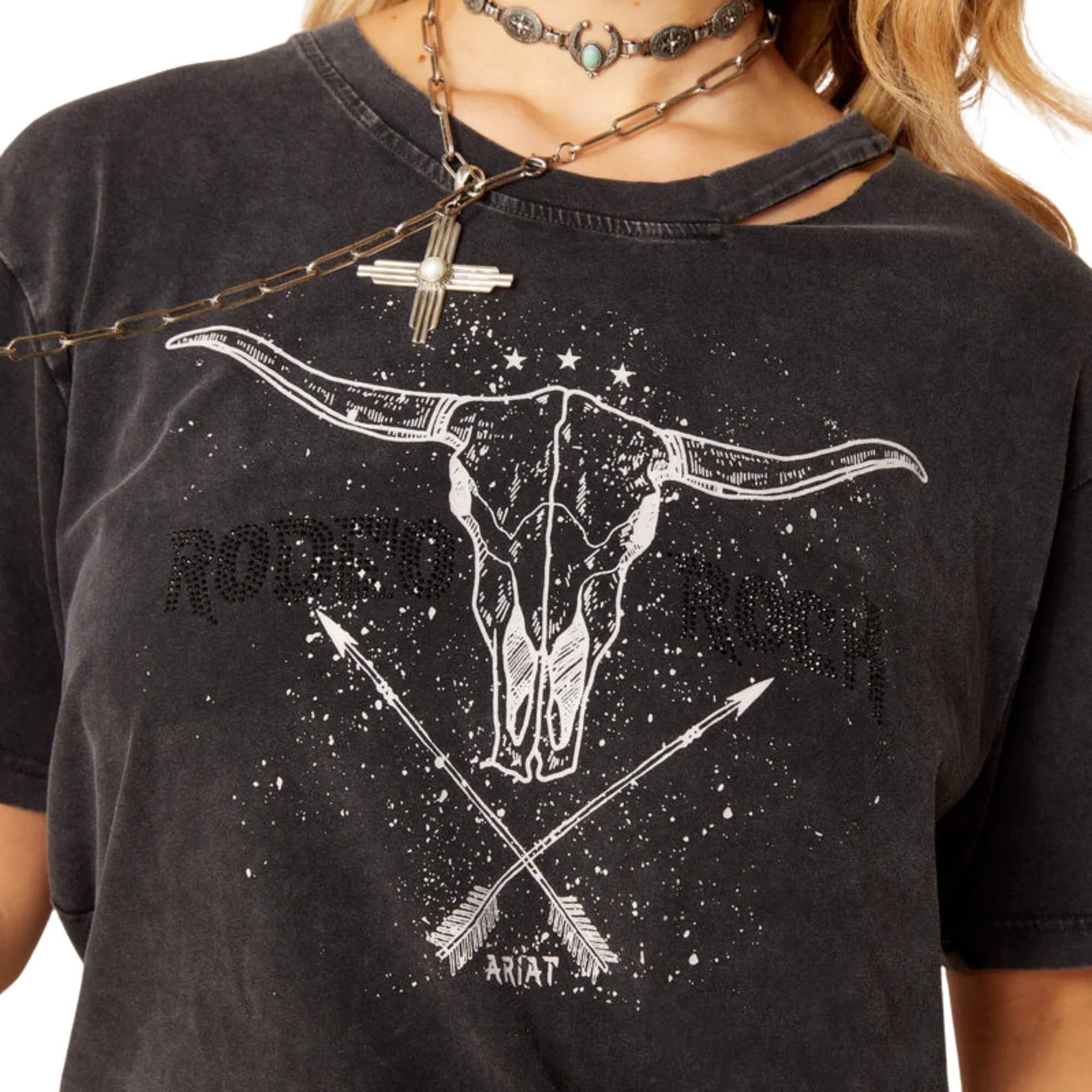 Ariat Women's Rock 'n' Rodeo Short Sleeve Shirt - Charcoal Wash - Image 5