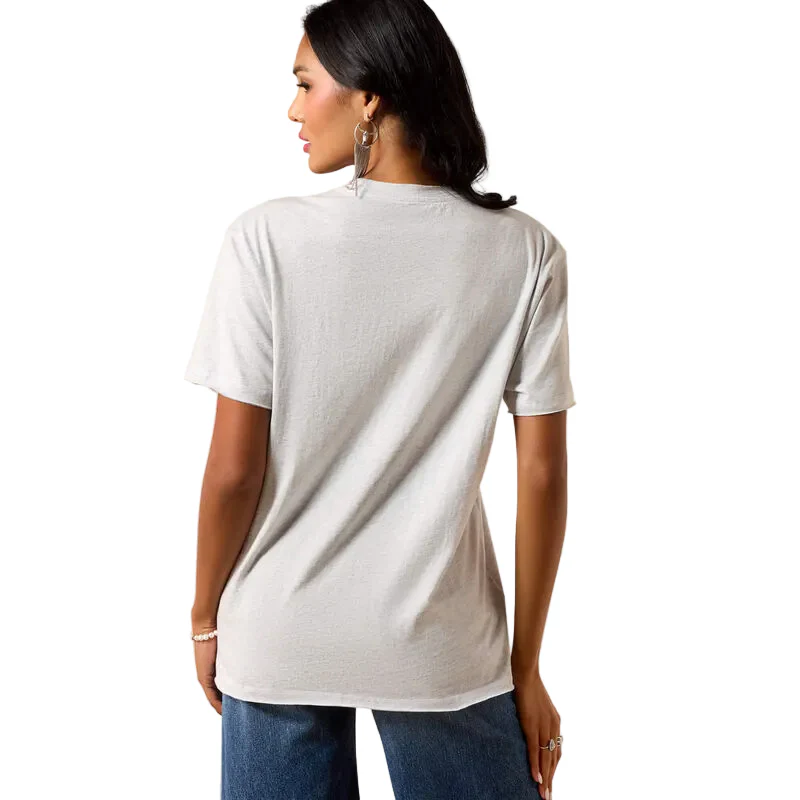 Ariat Women's Short Sleeve Cowboy Rose Tee Shirt - Steel Heather - Image 2