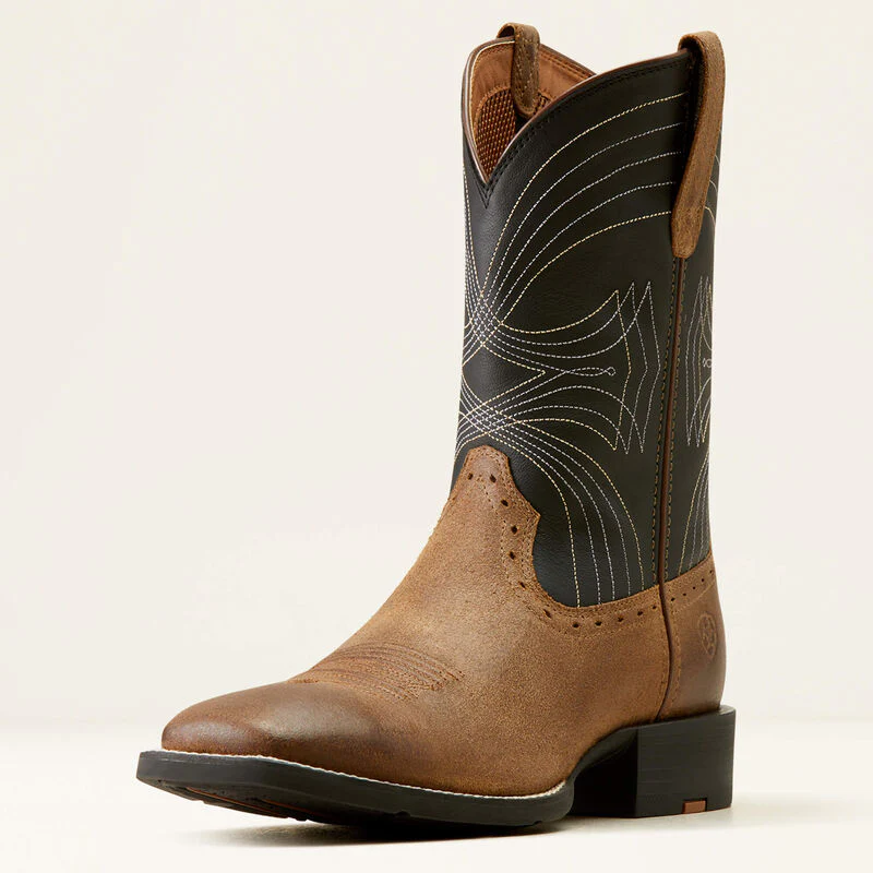 Ariat Men's Sport Wide Square Toe Western Boots - Barley Brown/Matte Black