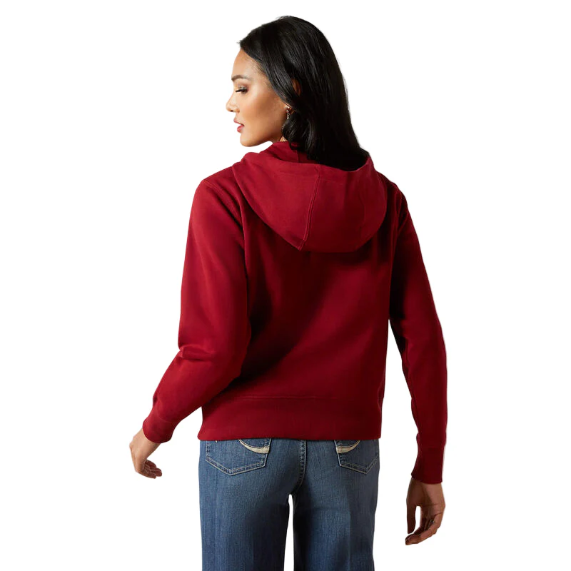Ariat Women's Stitched Full Zip Hoodie - Biking Red - Image 2