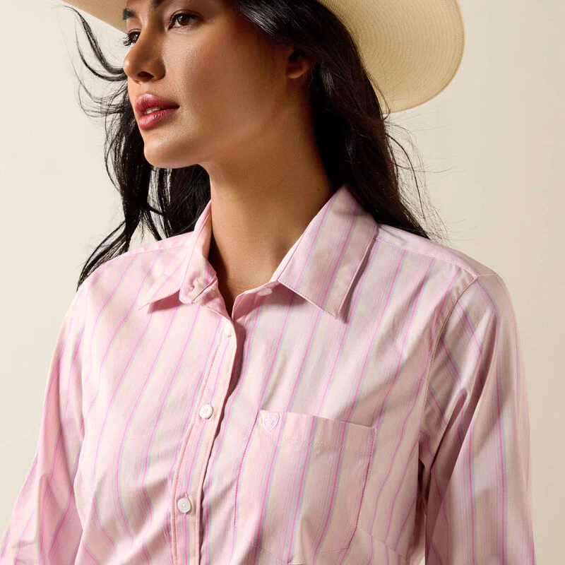 Ariat Women's Team Kirby Long Sleeve Button Shirt - Super Pink Ombre - Image 3