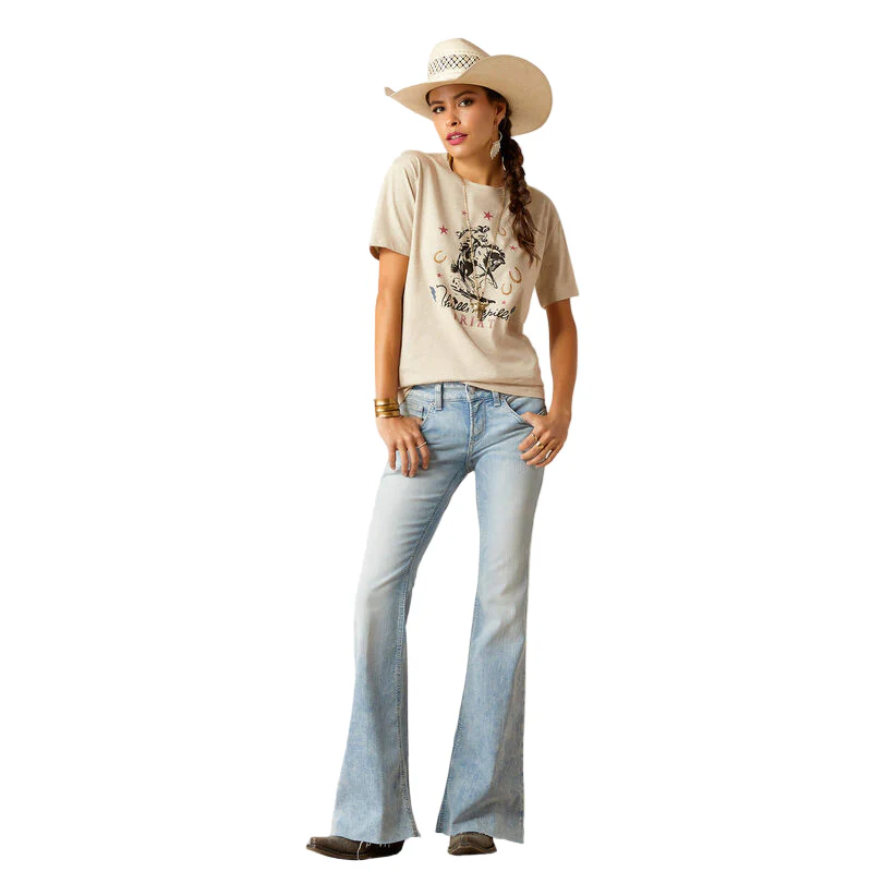 Ariat Women's Thrills N Spills Short Sleeve T-Shirt - Oatmeal Heather - Image 5