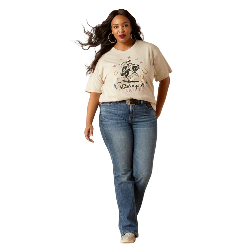 Ariat Women's Thrills N Spills Short Sleeve T-Shirt - Oatmeal Heather - Image 6