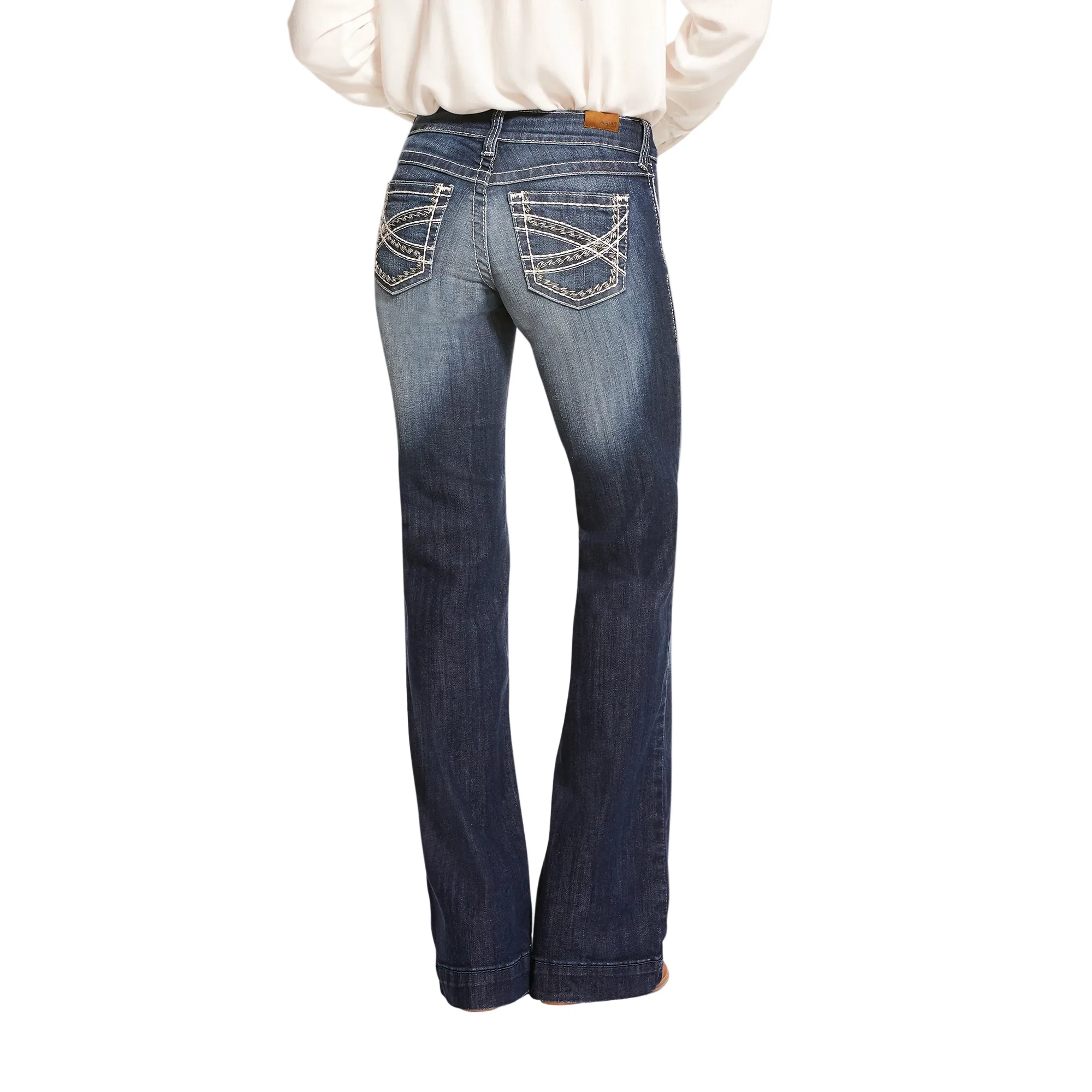 Ariat Women's Trouser Mid Rise Stretch Entwined Wide Leg Jeans - Marine - Image 2