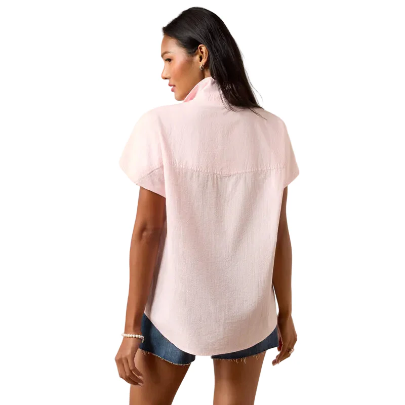 Ariat Women's Short Sleeve  Vacation Shirt - Icy  Pink - Image 2