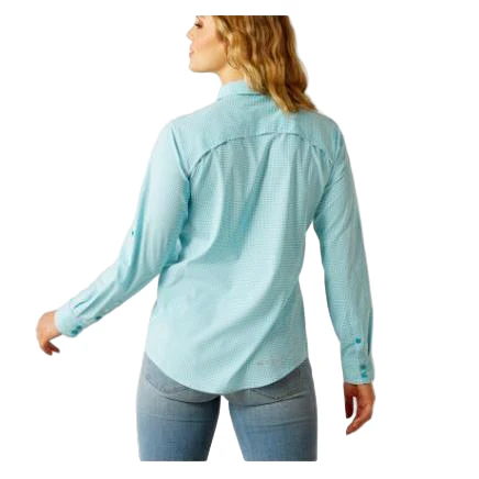 Ariat Women's Venttek Long Sleeve Shirt- Peacock Blue Check - Image 2
