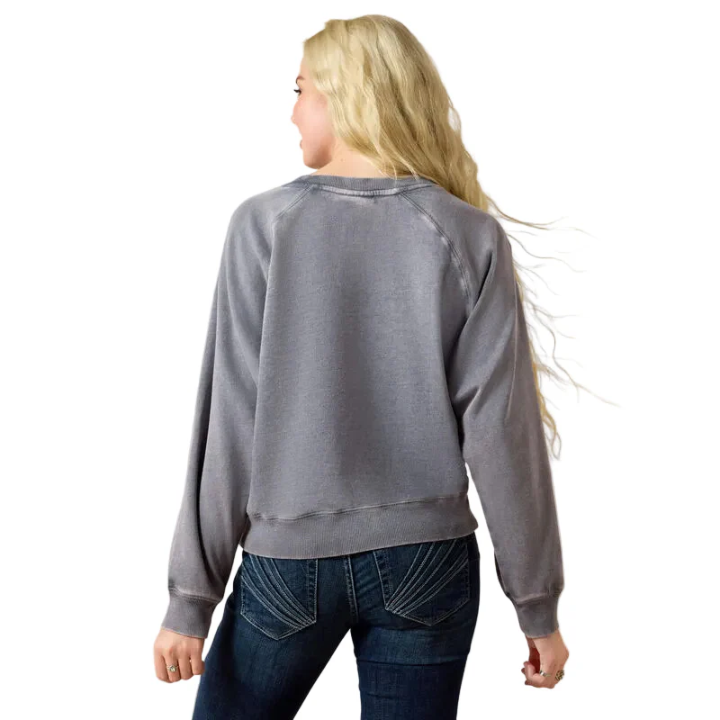 Ariat Women's Vintage Raglan Long Sleeve Sweatshirt - Ombre Blue Mineral Wash - Image 2