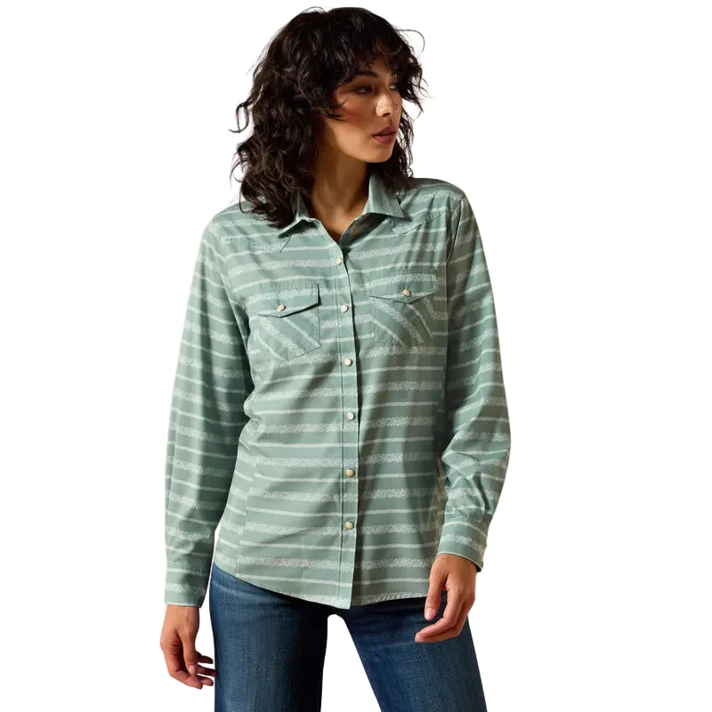 Ariat Women's Western VentTEK Long Sleeve Stripe Shirt - Green Paisley