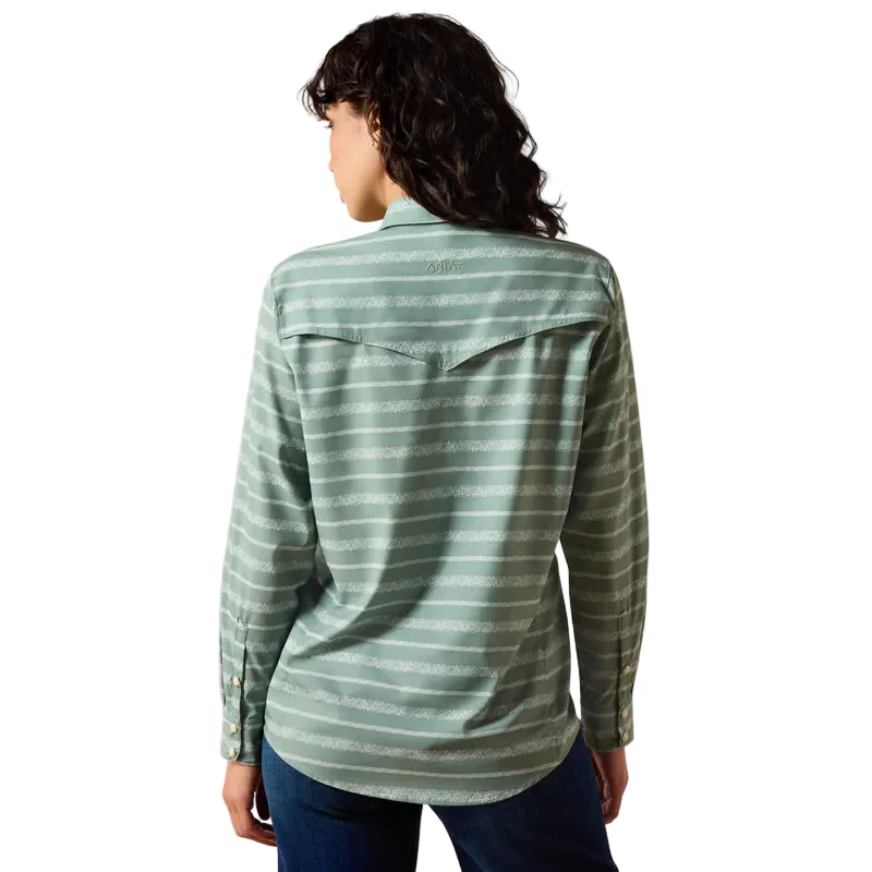 Ariat Women's Western VentTEK Long Sleeve Stripe Shirt - Green Paisley - Image 2