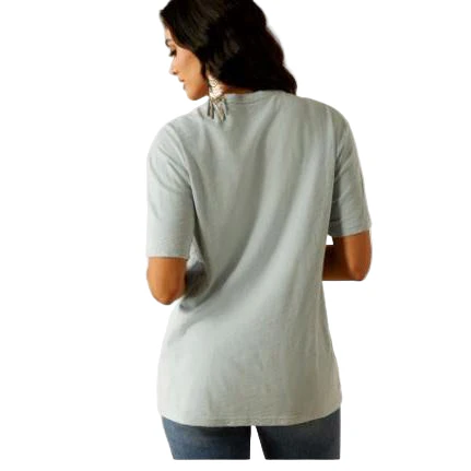 Ariat Women's Wild West Stamp Tee Shirt - Bleached Blue - Image 2