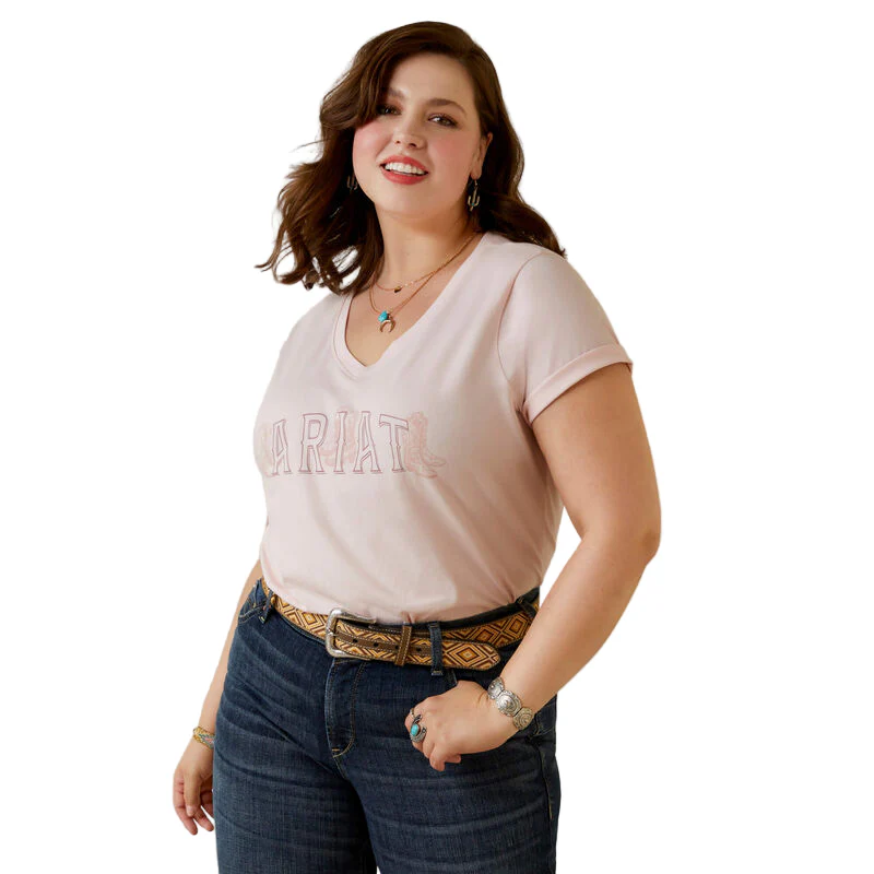 Ariat Women's Boot Outline T-Shirt - Chalk Pink - Image 2