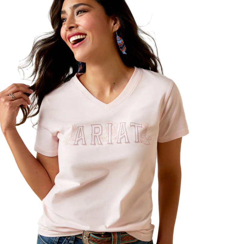 Ariat Women's Boot Outline T-Shirt - Chalk Pink - Image 7