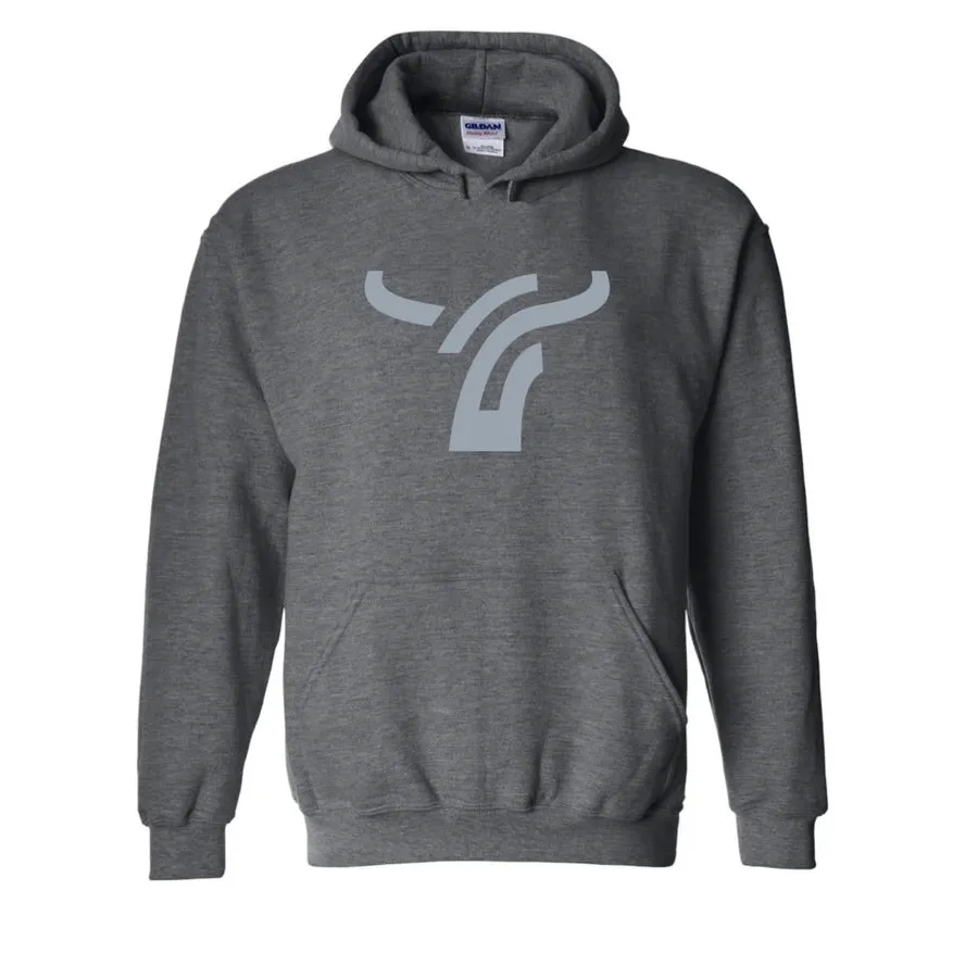 B8 Ranch Apparel Men's Long Sleeve Large Logo Heather Hoody - Dark Grey