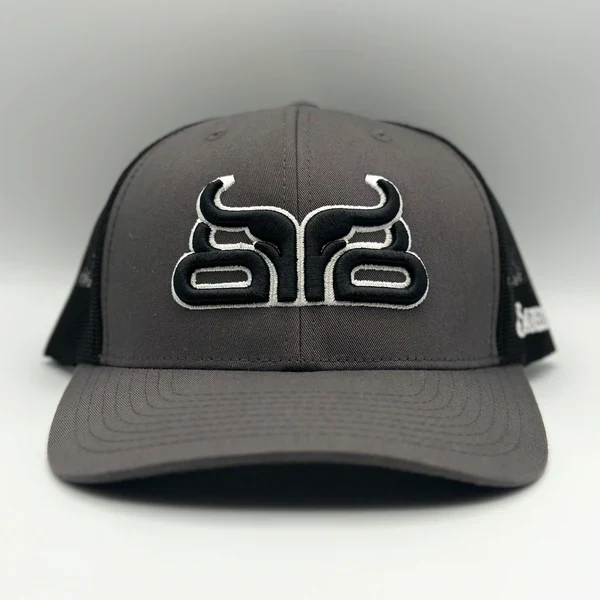 Baredown Brand Brahman CURVED Bill Ball Cap - Grey/Black - Image 2