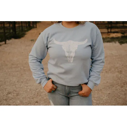 Baredown Brand Long Sleeve Mesquite Crew- Light Blue - Image 2