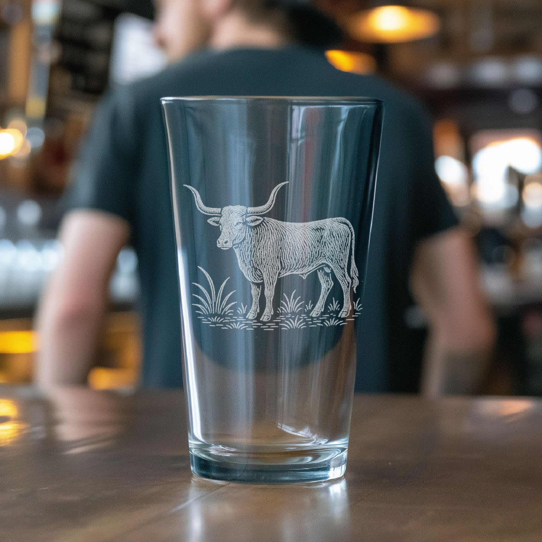 Benoit's Long Horn Pint Drinking Glasses