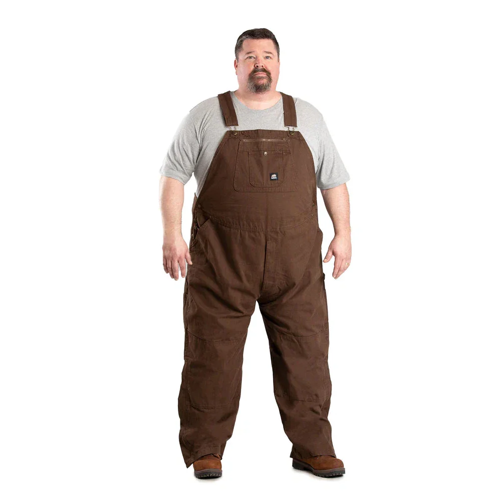 Berne Men's Heartland Unlined Washed Duck Bib Overall - Bark Brown - Image 3