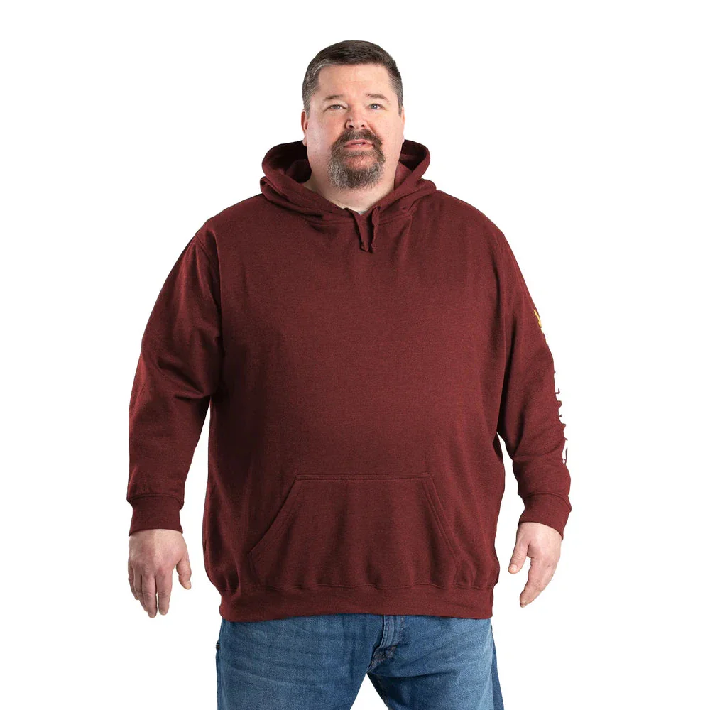 Berne Men's Signature Sleeve Hooded Pullover Hoodie - Brick - Image 4
