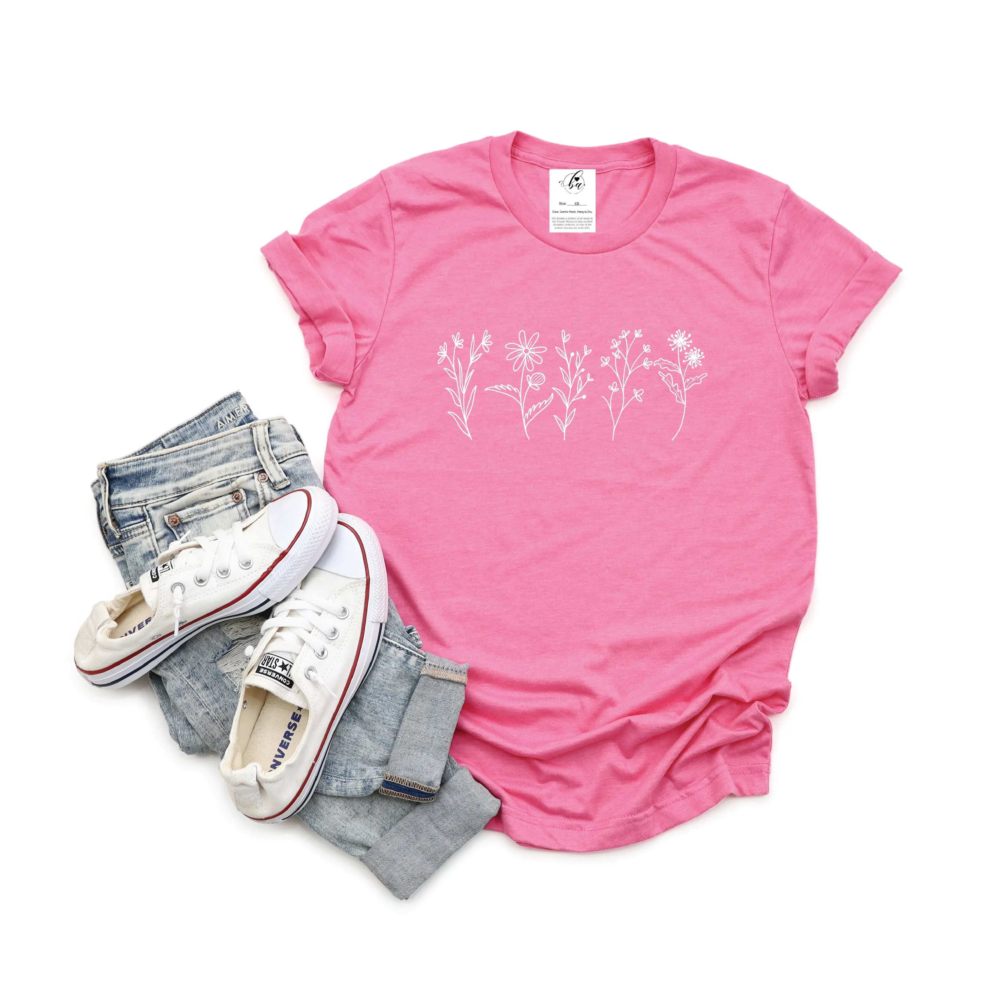 Blonde Ambition Women's Short Sleeve Wildflower Tee Shirt-Multiple Colours