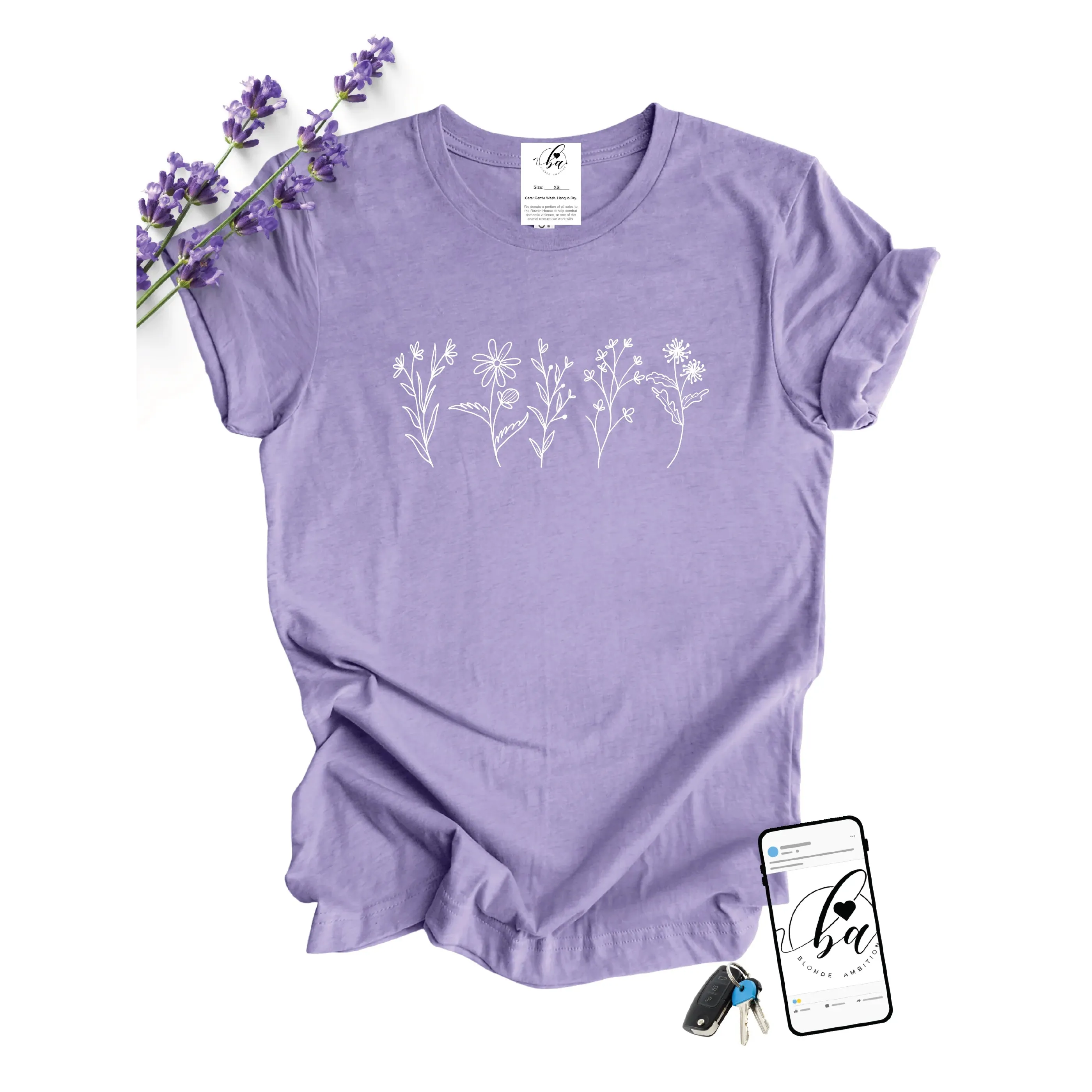 Blonde Ambition Women's Short Sleeve Wildflower Tee Shirt-Multiple Colours - Image 2