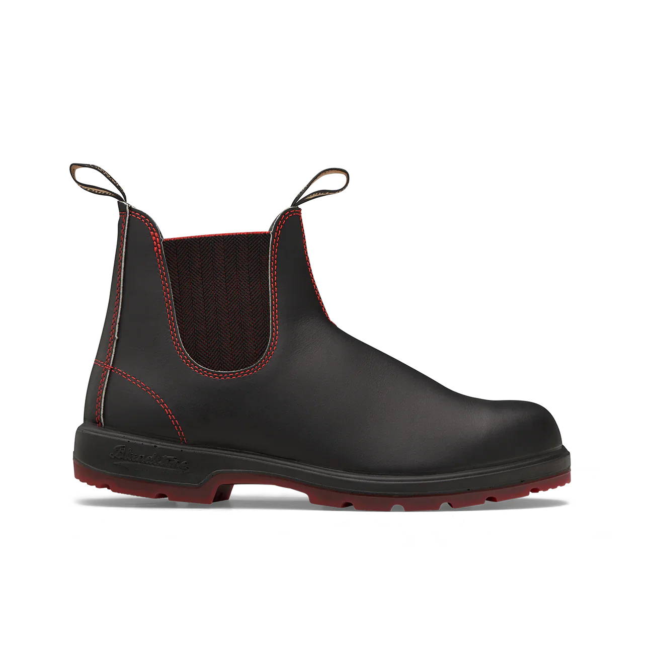 Blundstone Unisex #2342 Classic Boots - Black w/Red Herringhone Elastic & Red Sole - Image 2