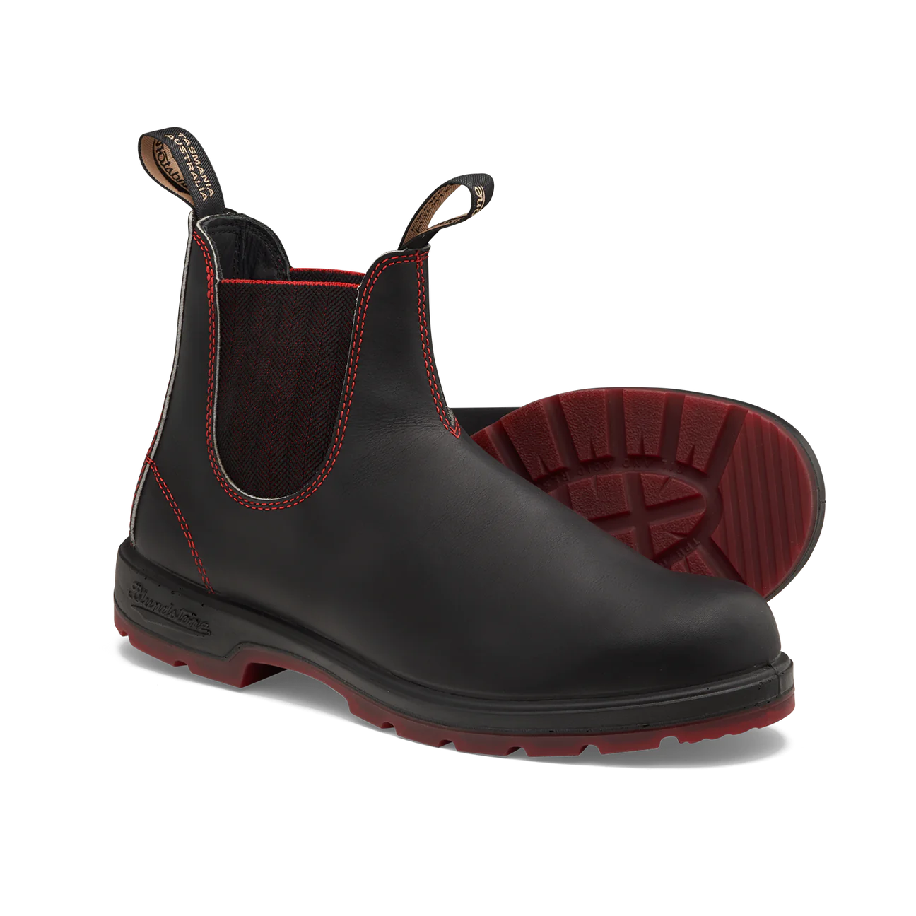 Blundstone Unisex #2342 Classic Boots - Black w/Red Herringhone Elastic & Red Sole - Image 3