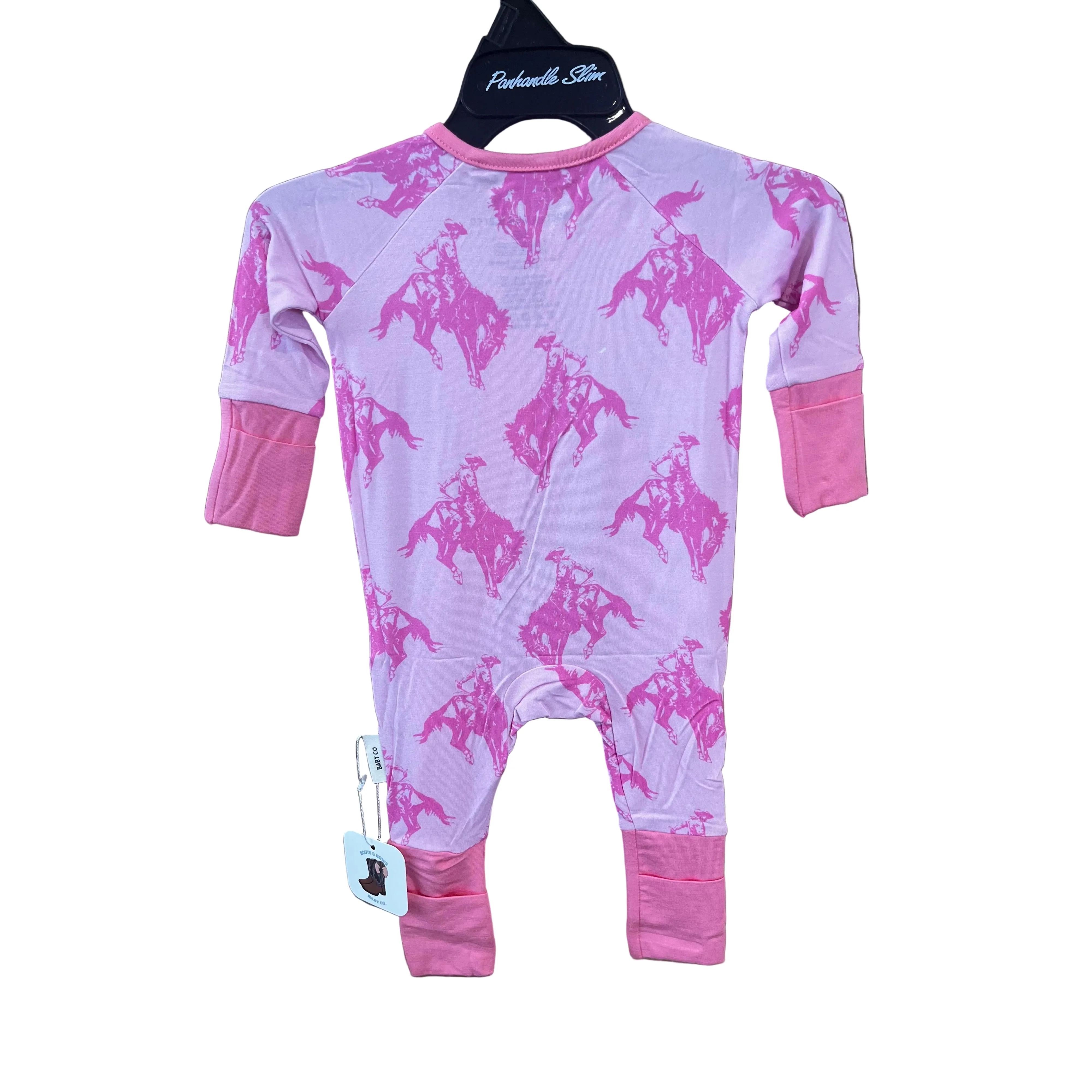Boots & Bows Broncs Infant Sleeper - Pink - Image 2