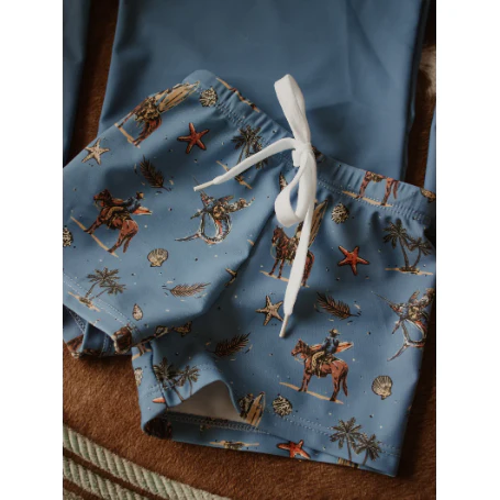 Boots & Bows Coastal Cowboy 2 Piece Baby Swimsuit - Image 2