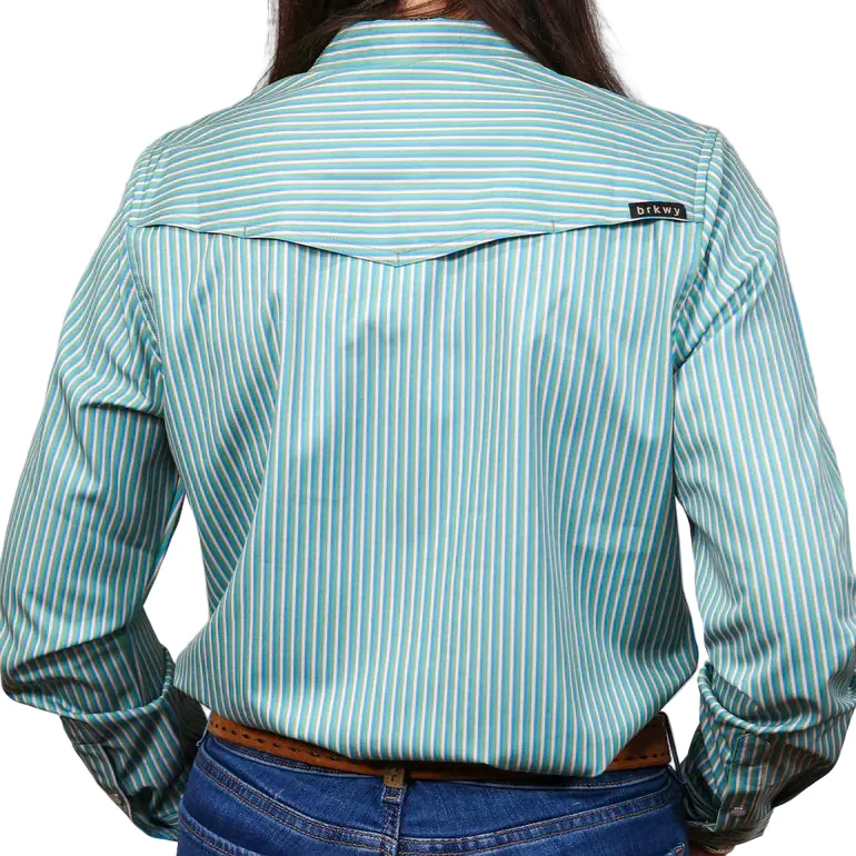 Brand Cowboy Women's The June Long Sleeve Striped Shirt - Green - Image 2