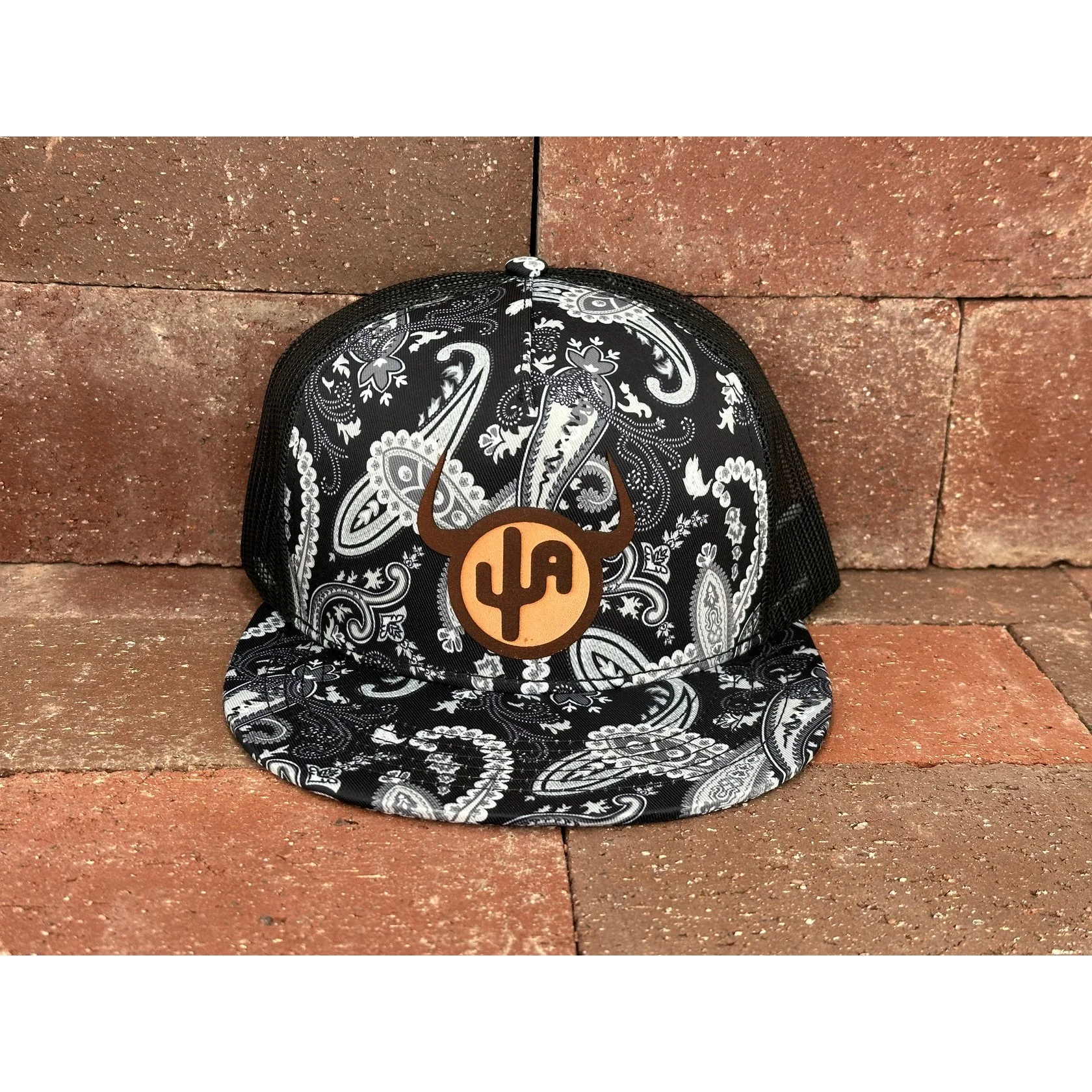 Cactus Alley Moo Cactus Mesh Snapback Cap - Black Paisley