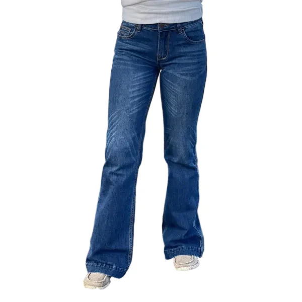 Cowgirl Couture Women's Magie Mid Rise Trouser Jeans - Dark Wash - Image 2