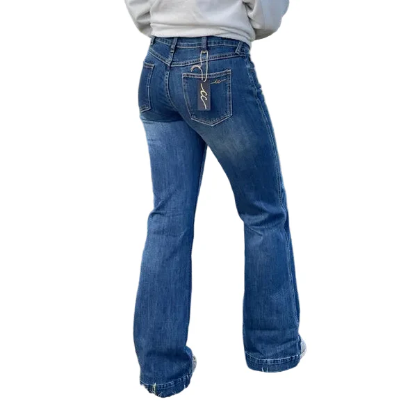 Cowgirl Couture Women's Magie Mid Rise Trouser Jeans - Dark Wash - Image 3