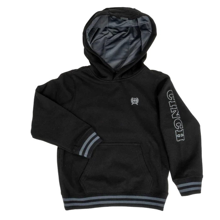 Cinch Boy's Long Sleeve Pullover Hoodie - Black
