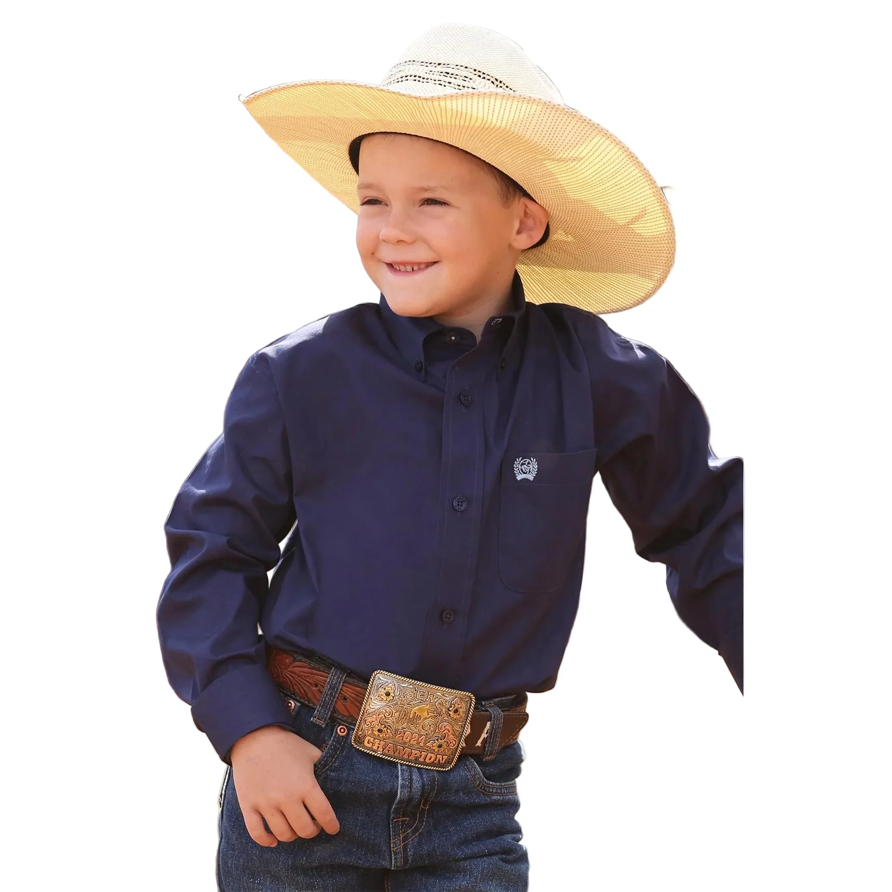 Cinch Boy's Long Sleeve Western Shirt - Royal Blue