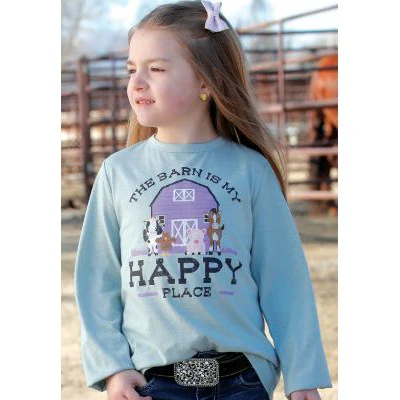 Cinch Girl's Long Sleeve Tee Shirt- Green