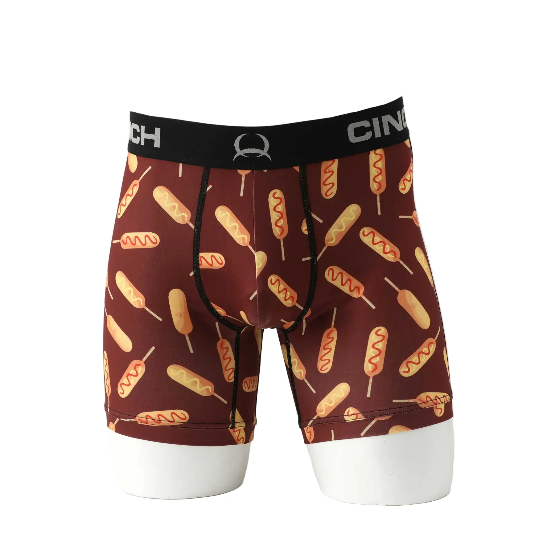 **Cinch Mens 6" Corn Dog Boxer Brief - Burgundy