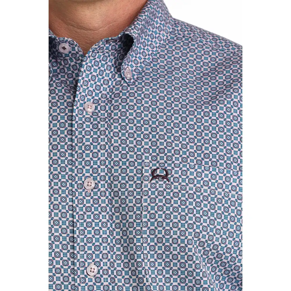 Cinch Men's Arenaflex Print Button Down Long Sleeve Shirt - Lilac - Image 2