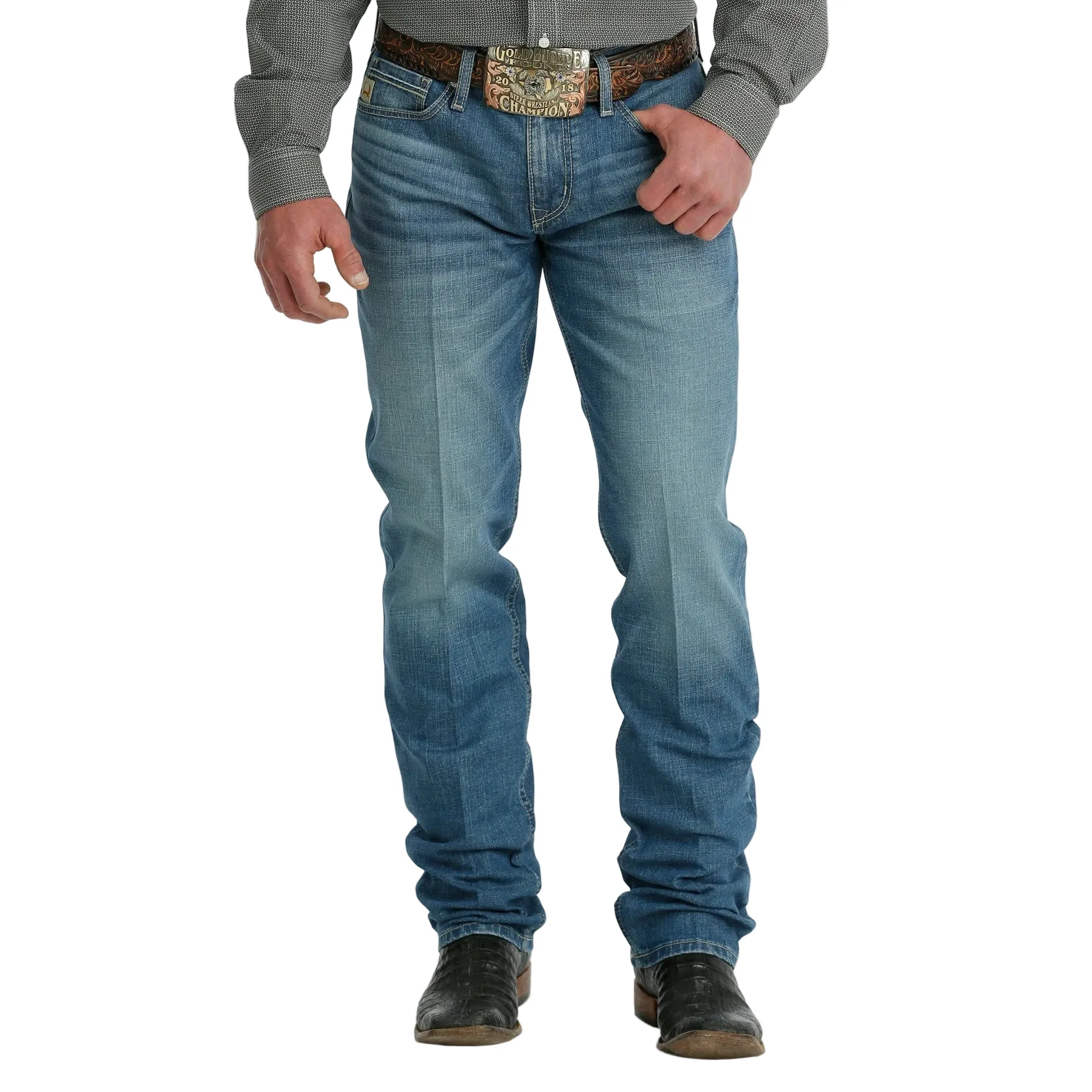 Cinch Men's Jesse Mid Rise Slim Straight Jeans - Medium Stonewash