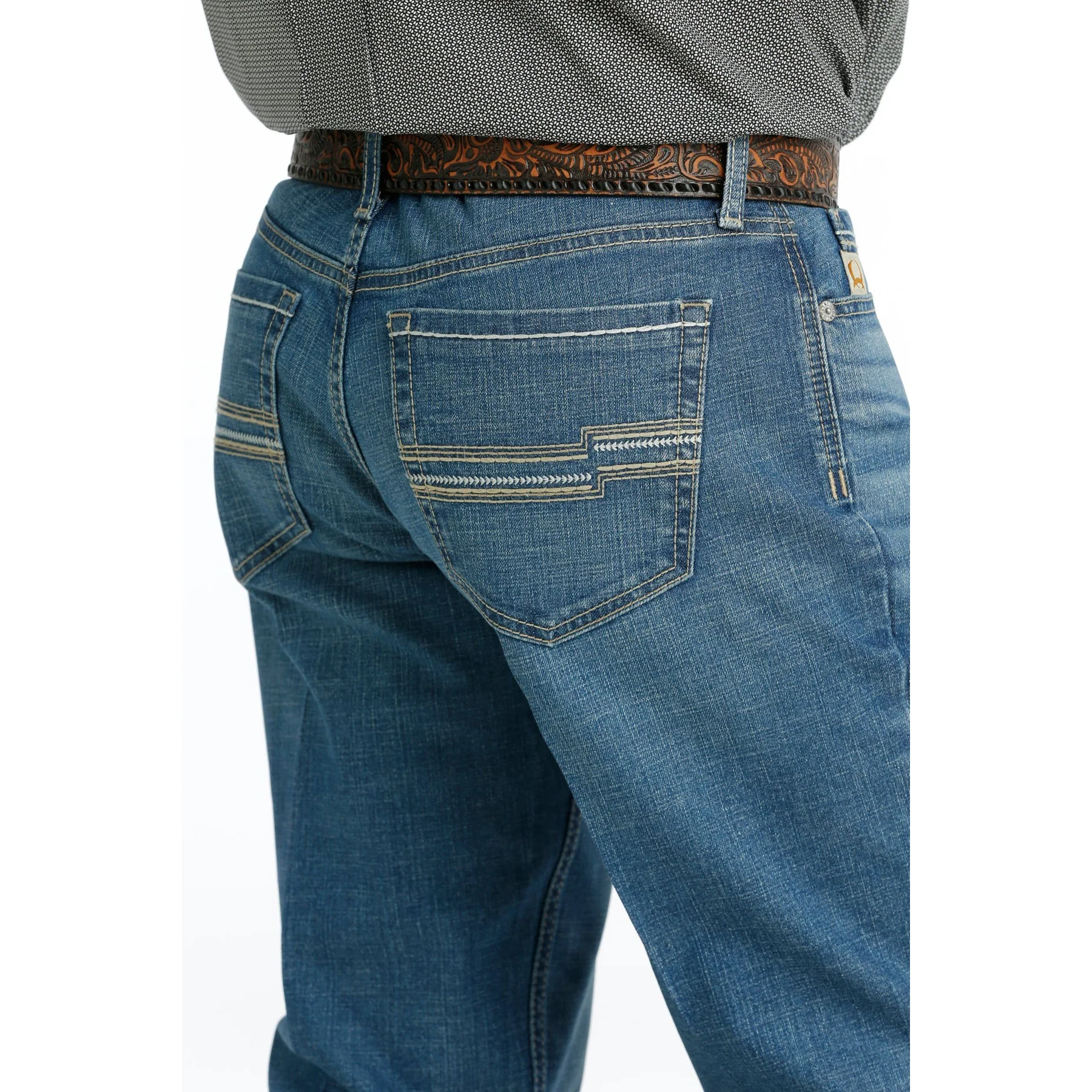 Cinch Men's Jesse Mid Rise Slim Straight Jeans - Medium Stonewash - Image 3