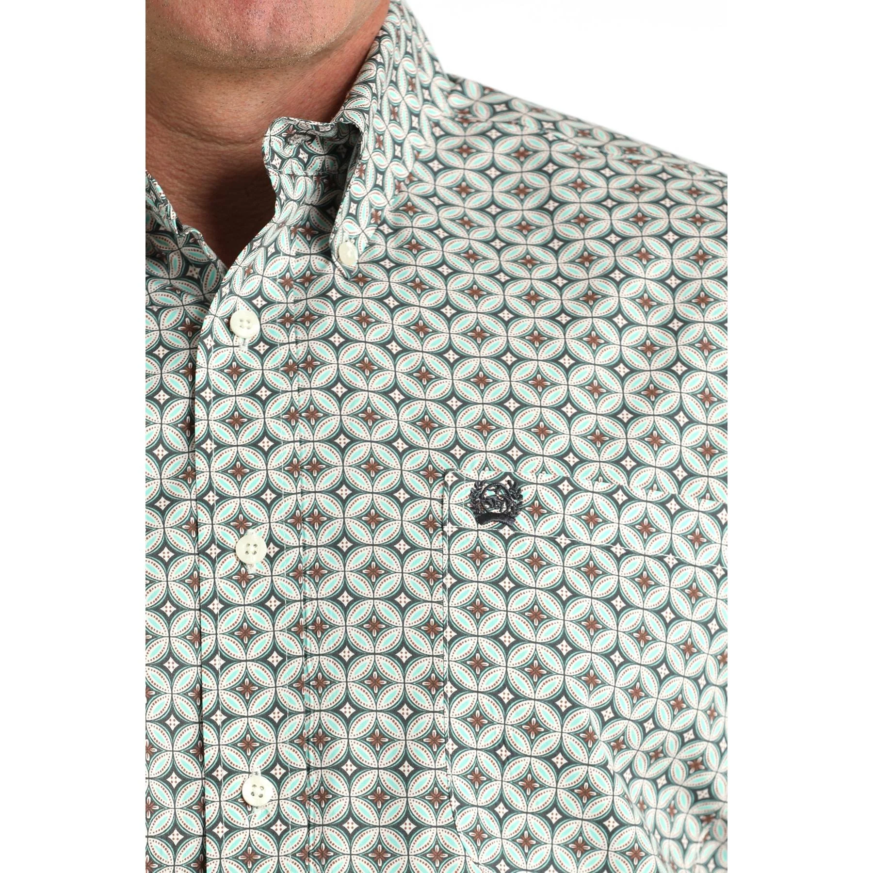 Cinch Men's Long Sleeve Geometric Pattern Western Shirt- Cream - Image 2