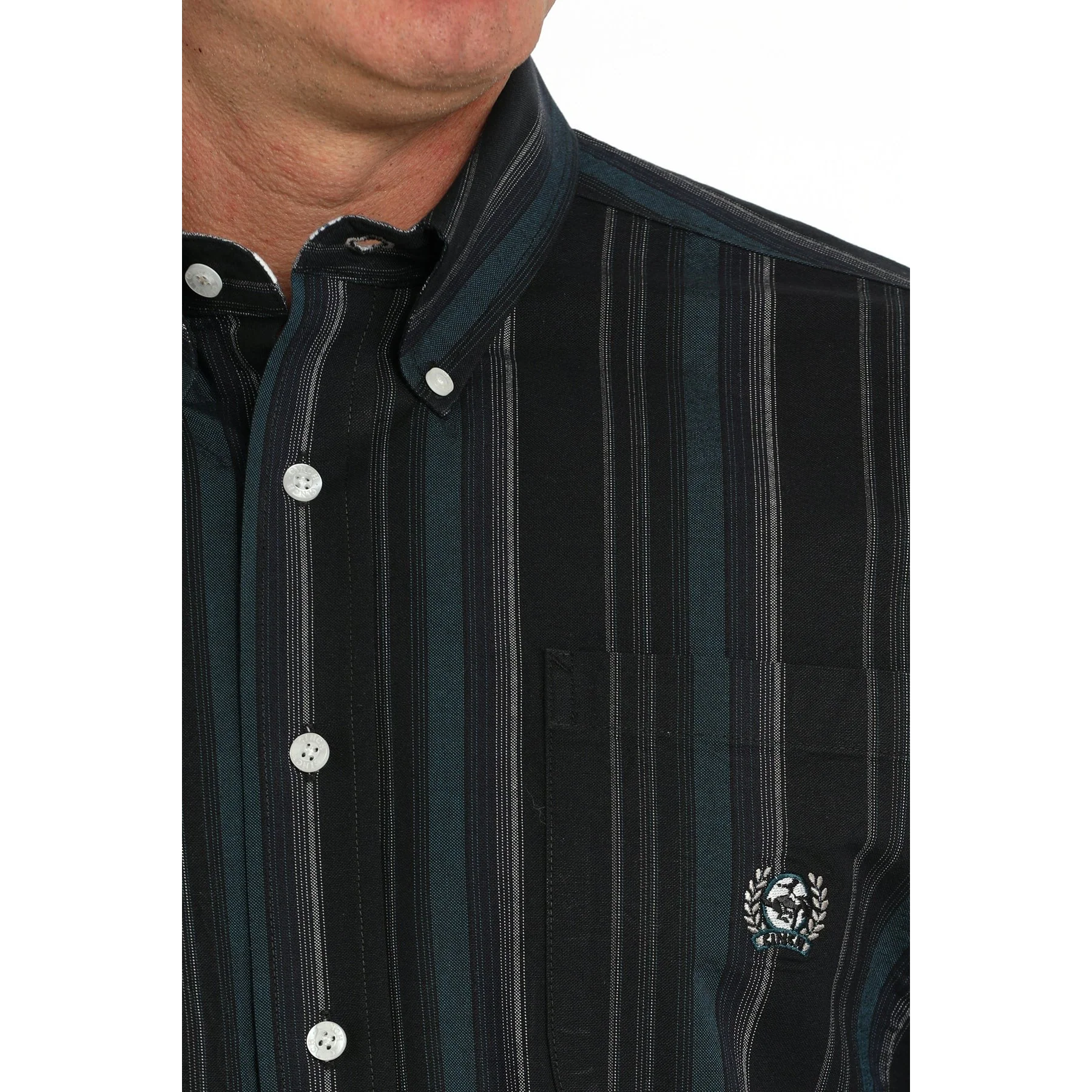 Cinch Men's Long Sleeve Oxford Stripe Shirt - Black - Image 2