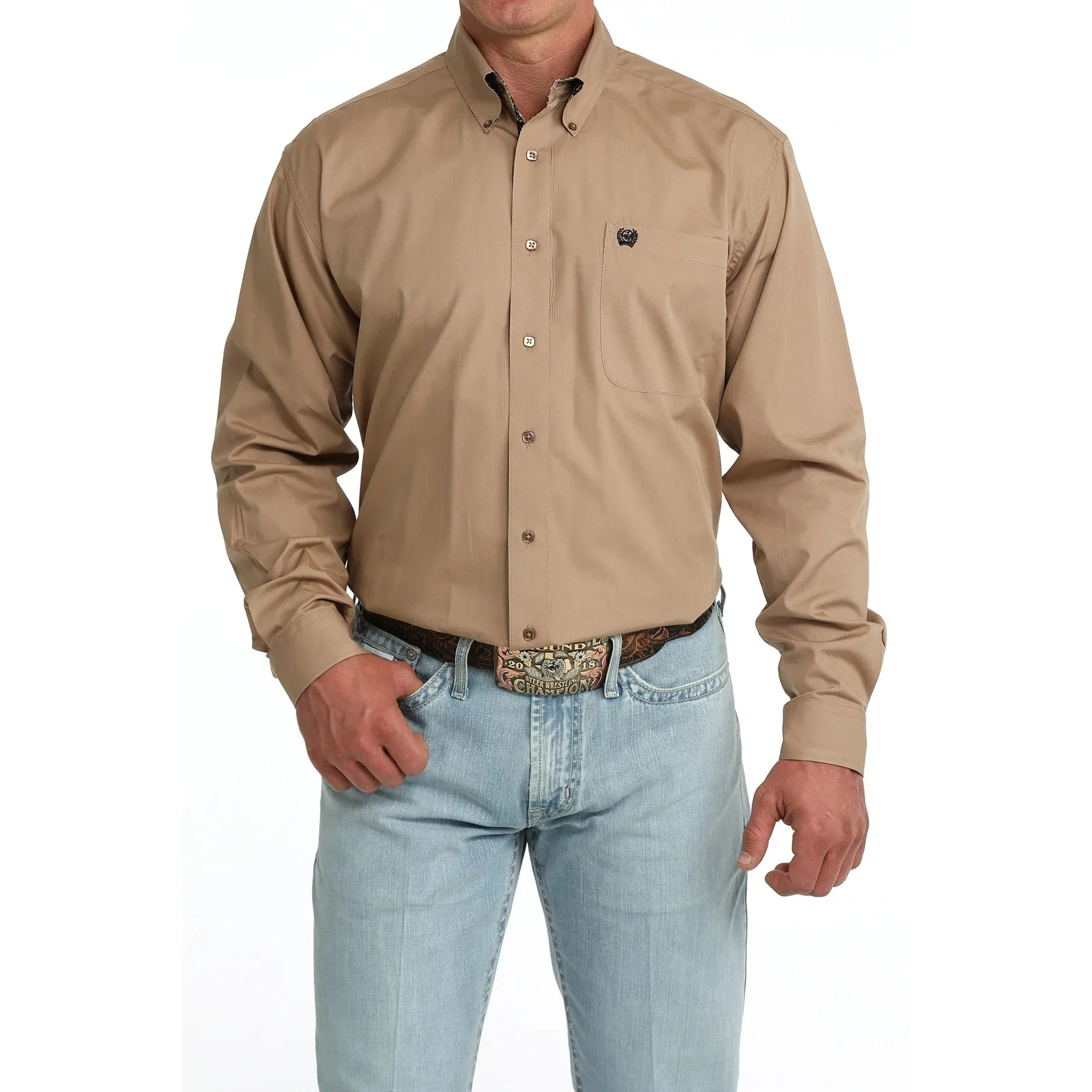 Cinch Men's Long Sleeve Print Shirt- Khaki