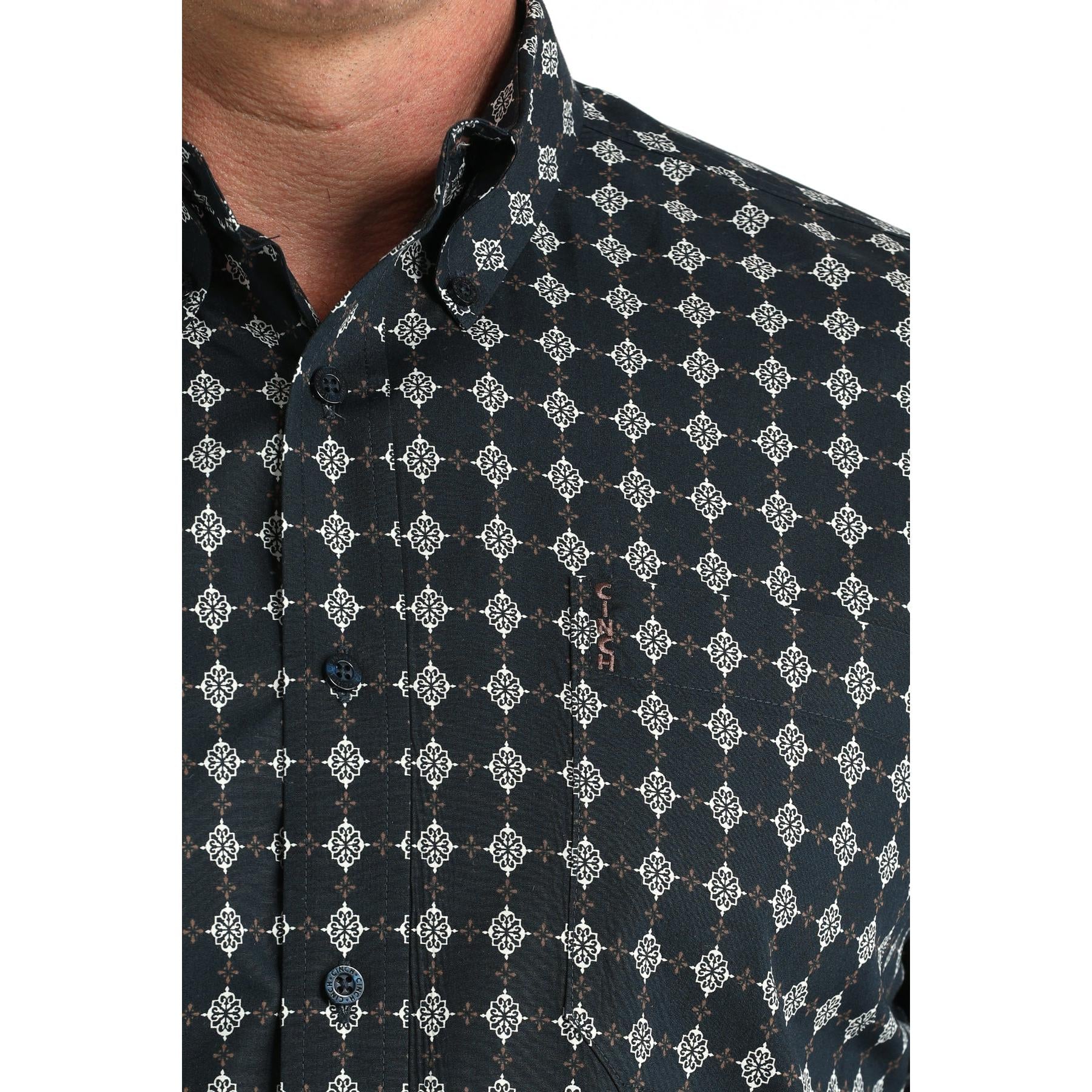 Cinch Men's Long Sleeve Print Shirt - Navy - Image 2
