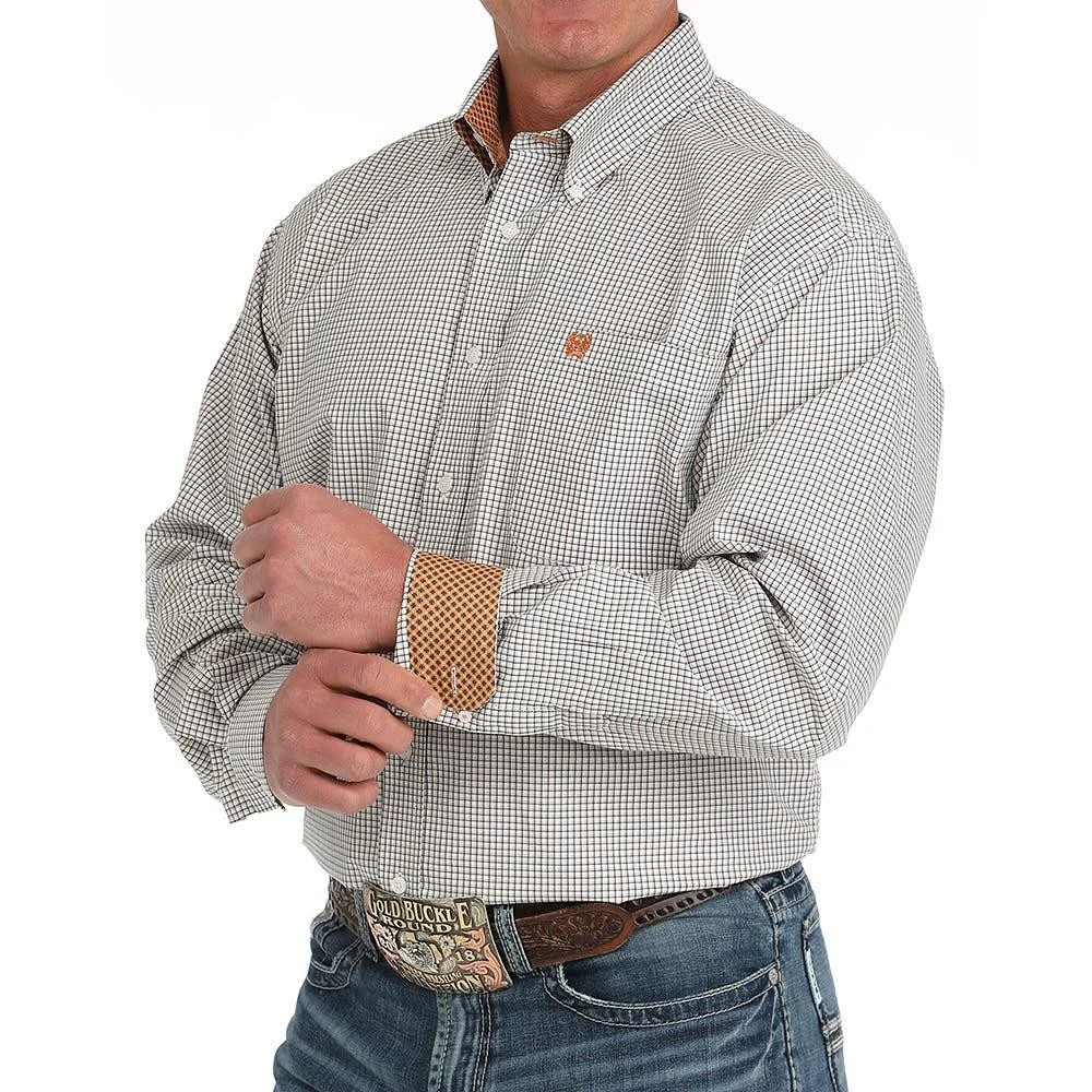 Cinch Men's Long Sleeve Print Shirt- White