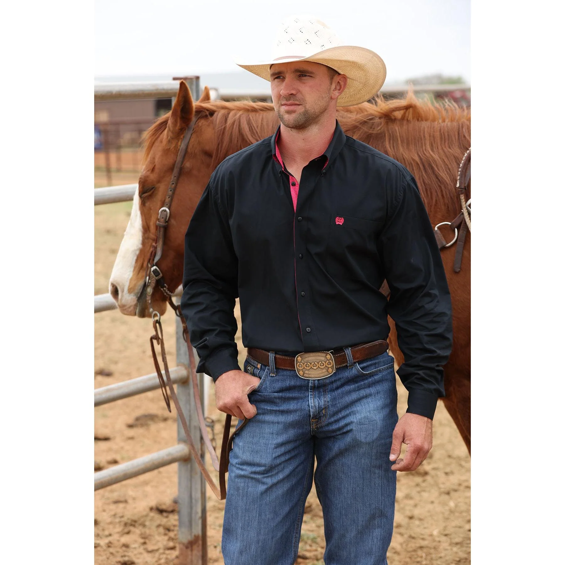 Cinch Men's Long Sleeve Solid Shirt - Black