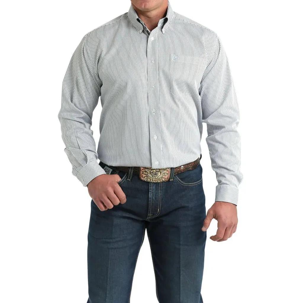 Cinch Mens Long Sleeve Western  Print Shirt- White
