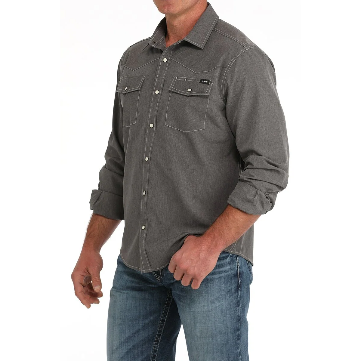 Cinch Men's Long Sleeve Western Shirt - Charcoal