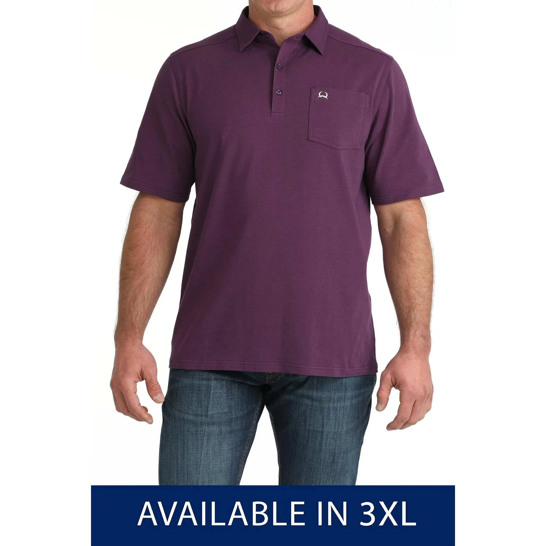 Cinch Men's Short Sleeve Arenaflex Polo- Purple - Image 2