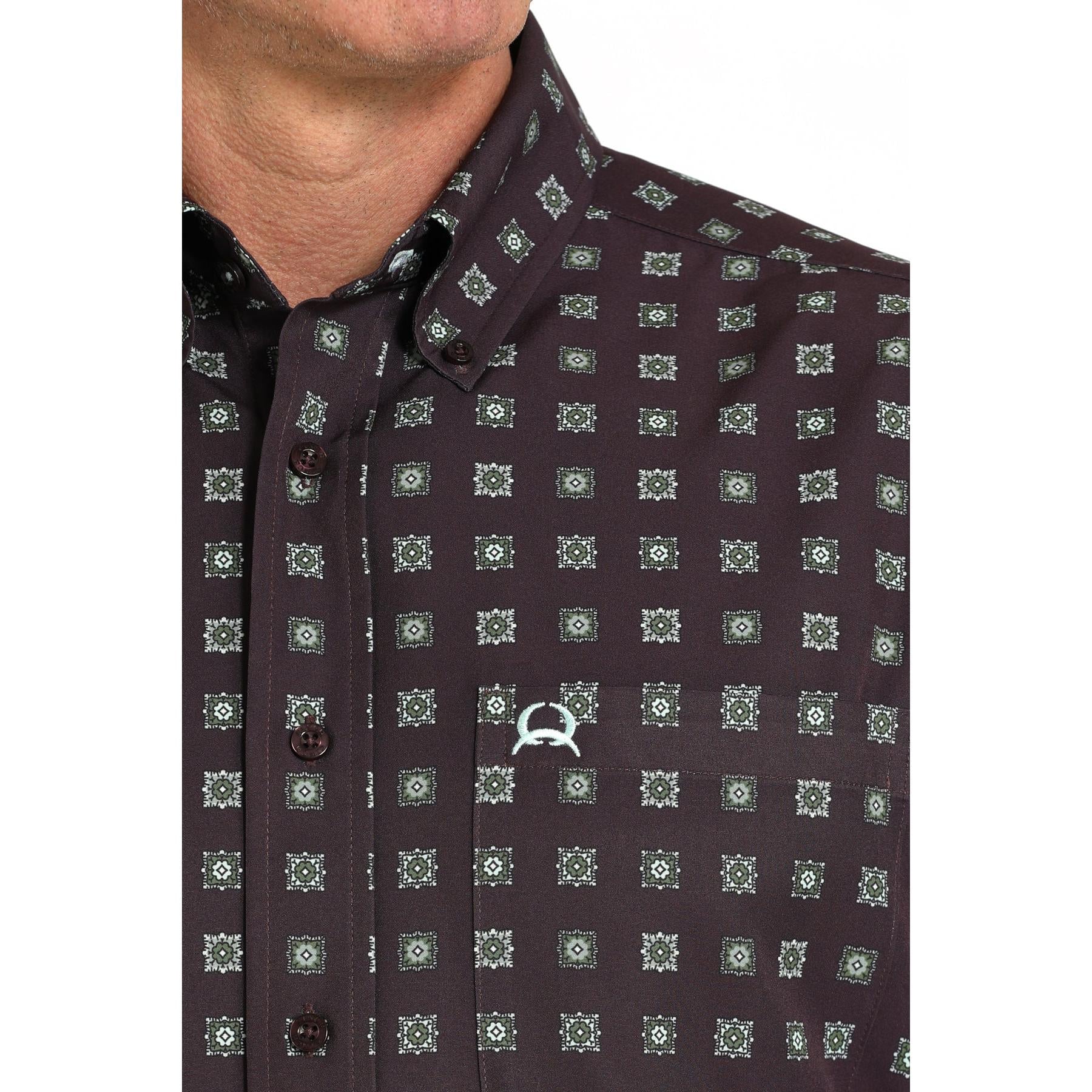 Cinch Men's Short Sleeve Print Arenaflex Shirt 725  - Purple - Image 2
